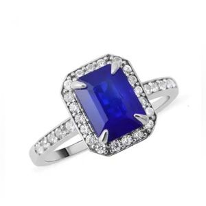 Tanzanian Blue Spinel (DF), White Zircon Halo, Platinum/Sterling Silver 2.10ctw